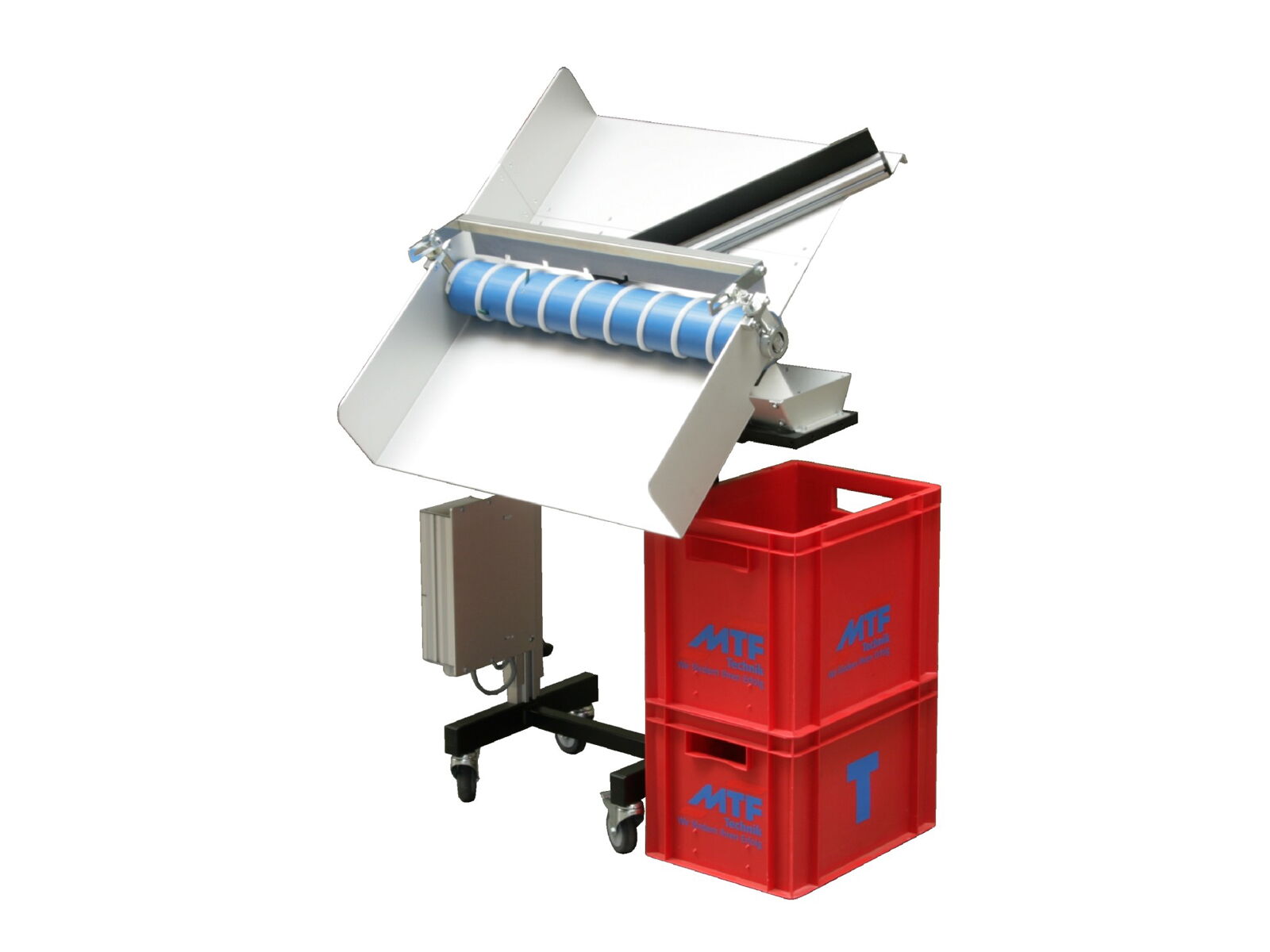 Schneckenseparator mit Stachelschnecke und Lichtschranke für die Vereinzelung und das Zählen von Spritzgießteilen für die Elektroindustrie