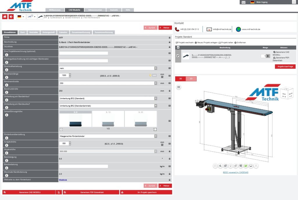 Product configurator now also available for I-Tech small conveyor belts (1007) | Main