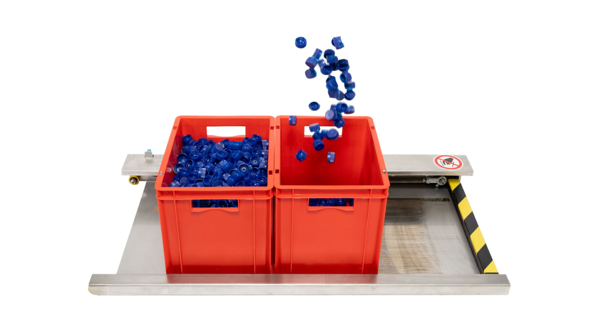Pneumatic shifting unit for filling containers with two red boxes