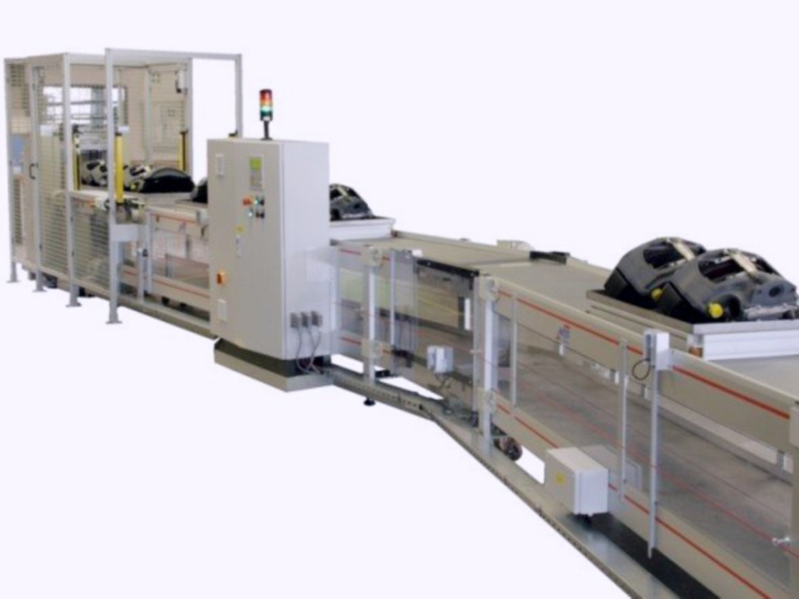 Conveyor system for heavy-duty trays (commercial vehicles)