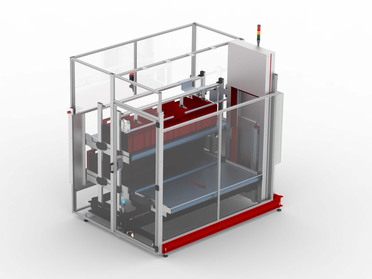 Lifting system for containers as an interface to the AGV