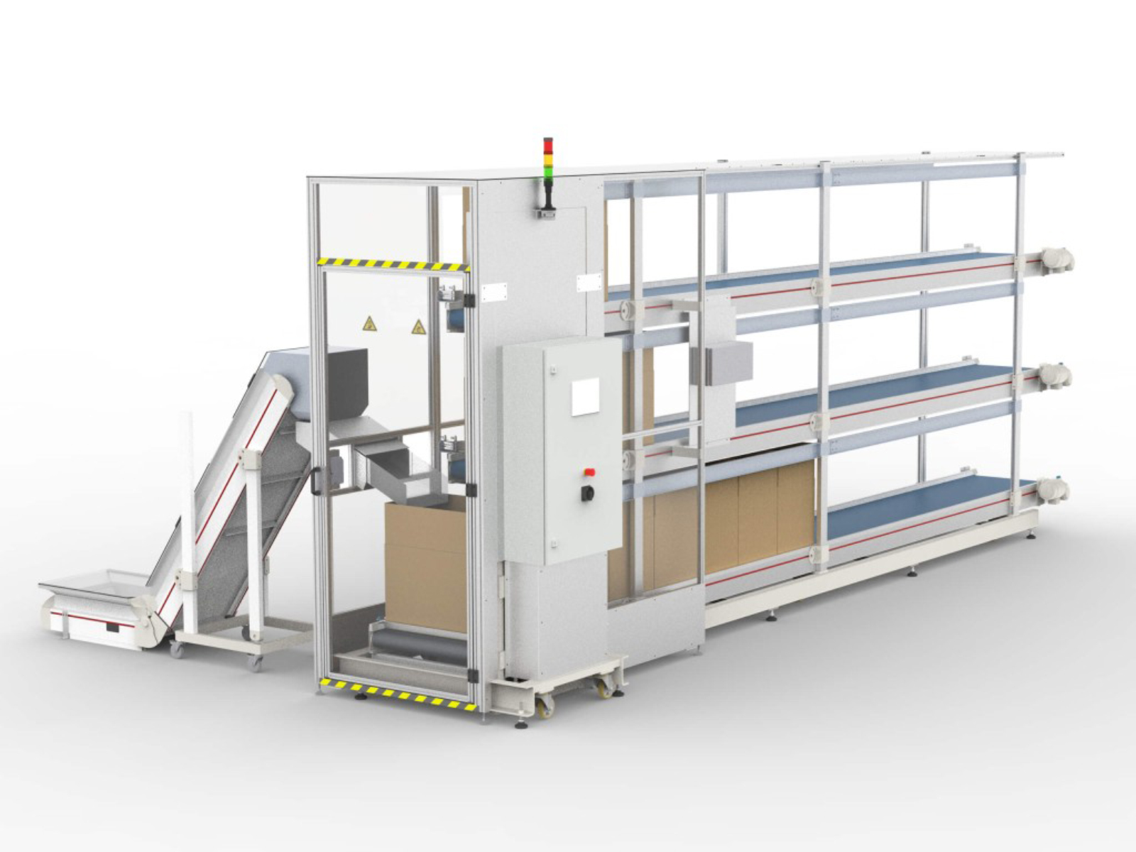 Etagenförder­bandanlage mit Liftsystem