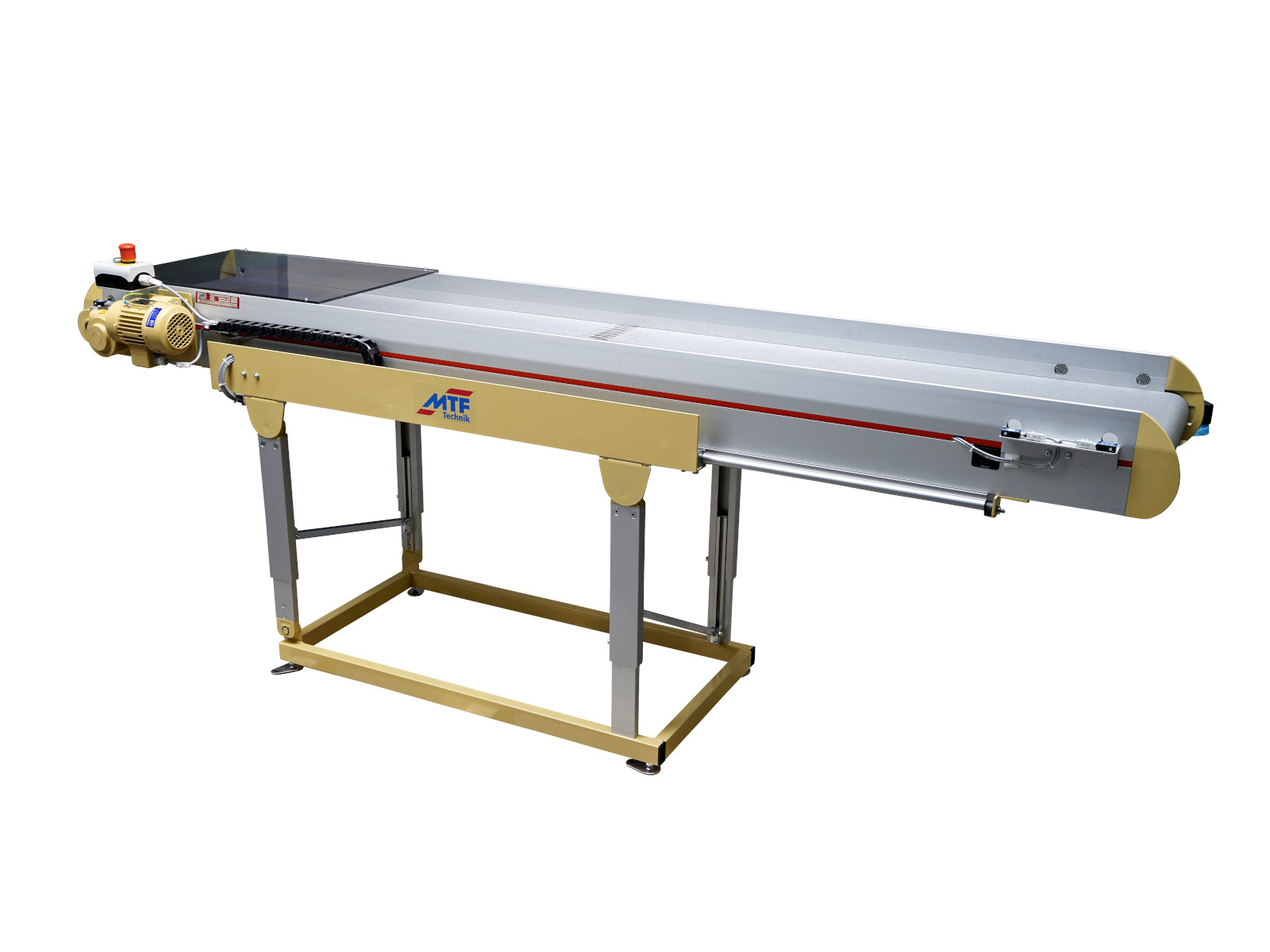 Gerader Gurtförderer GL-LD 010 Sonder mit grauem, glattem Gurt
